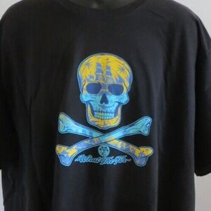 WTF What the Fin Skull Crossbones Tshirt Black Pirate Fish Fishing Boat Size XXL